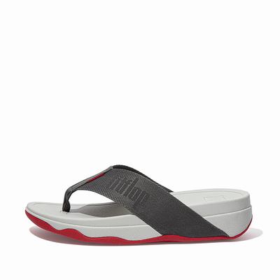 Fitflop Surfa Woven-Logo Toe-Post - Sandalen Damen - Grau (CUD437069)